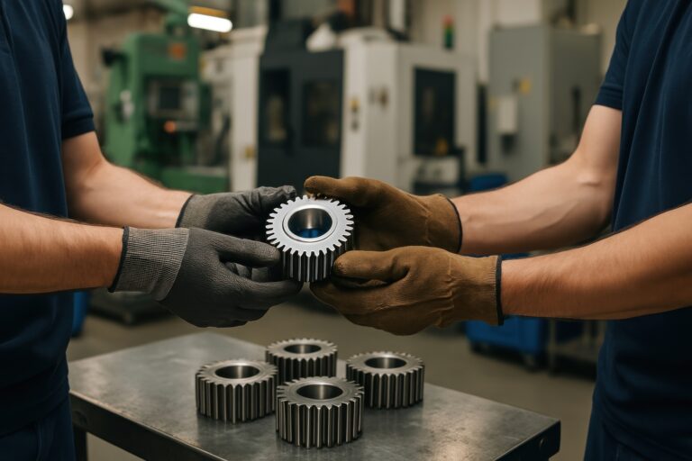 Industrial teamwork with metal gears